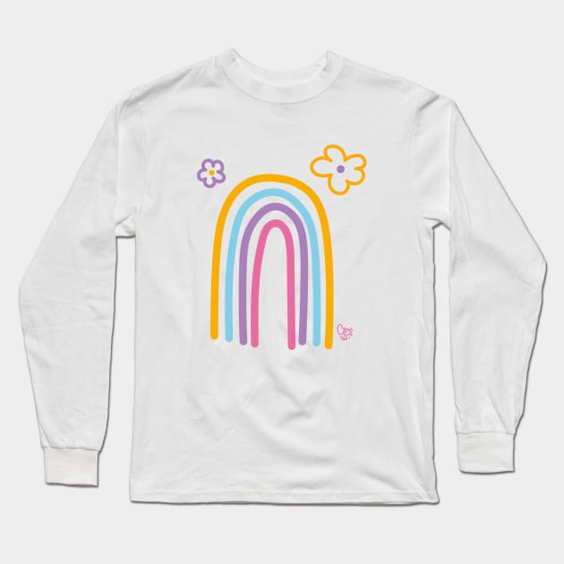 Flowers and a big rainbow Long Sleeve T-Shirt by Casu_art_29